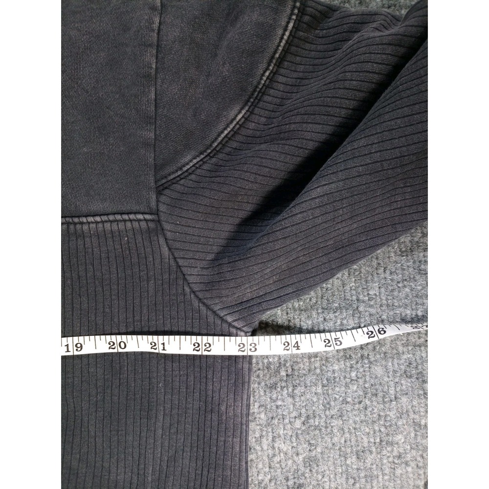 Vans Mens Large Quarter Zip Pullover Sweatshirt Black Gray Washed Fleece Logo - Picture 4 of 6